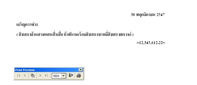 แสดงตัวอย่างก่อนพิมพ์